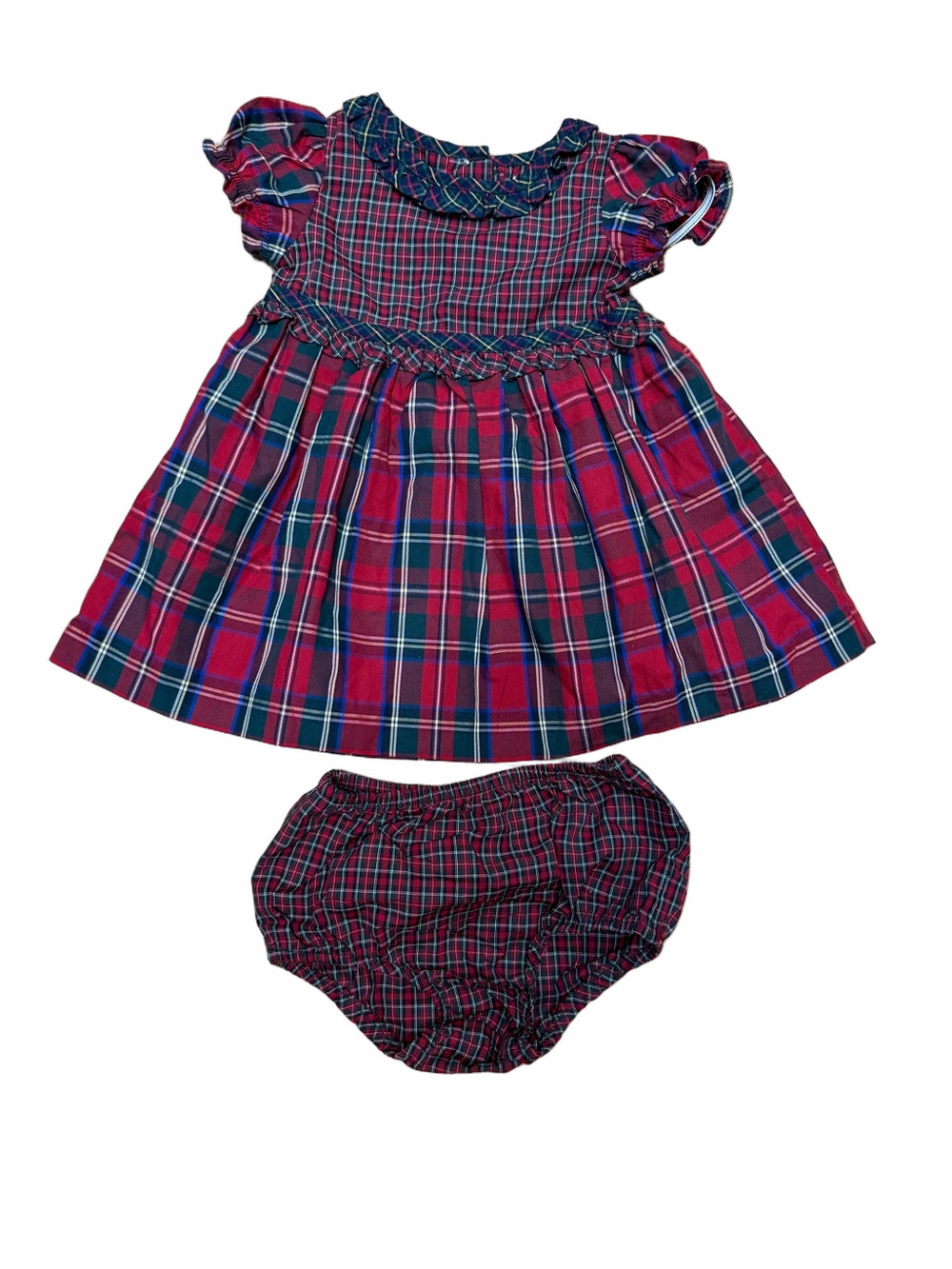 Chaps Baby Girls 3M Red Green Plaid Holiday Dress Matching Bloomers Christmas